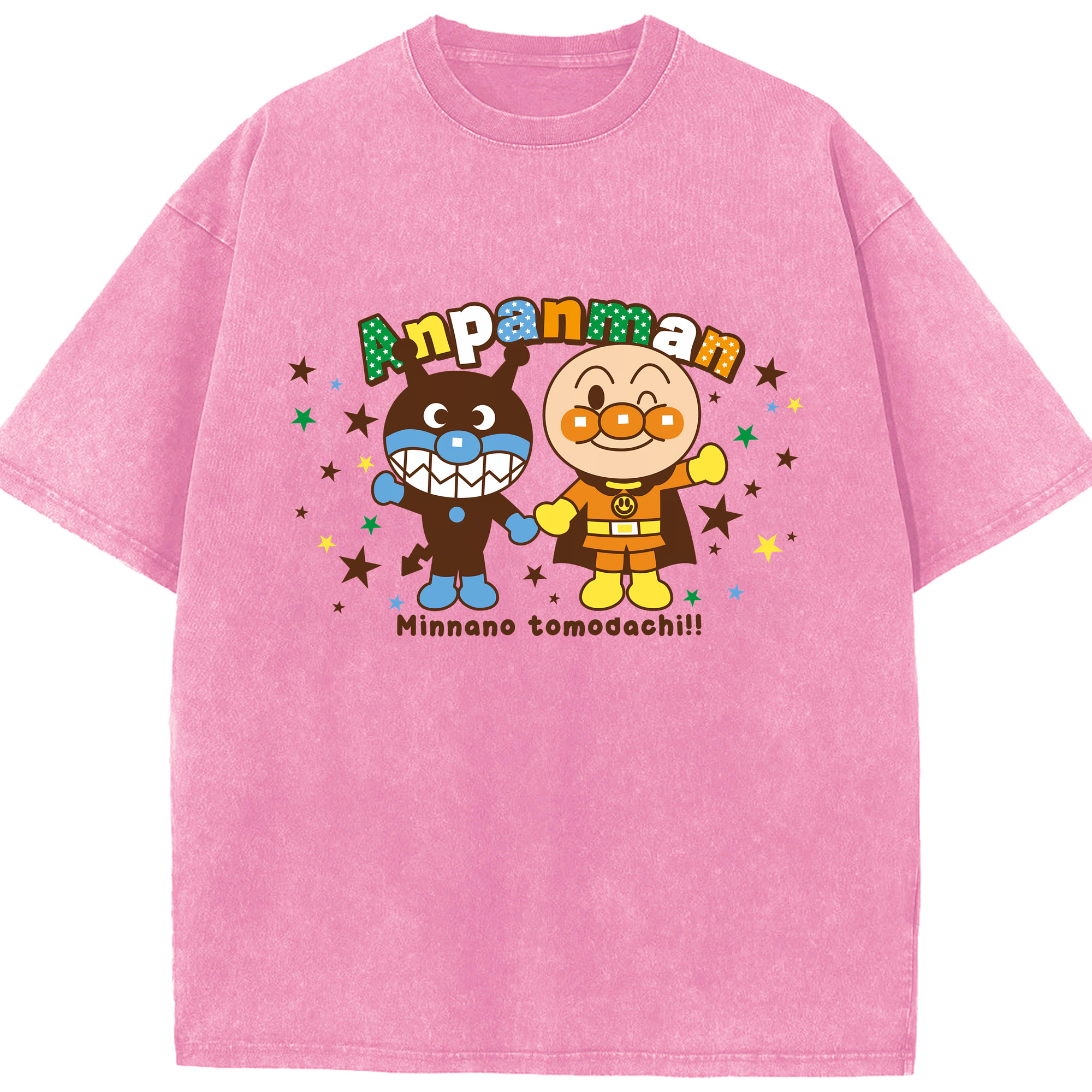 （画像用） アンパンマン Anpanman 綿100% ヴィンテージ風 半袖Tシャツ（フロントプリント）